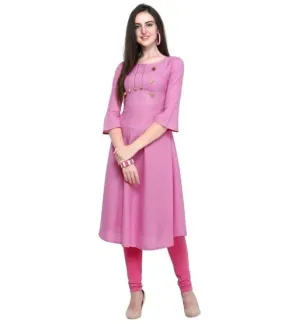 Designer Mart Pink Ruby Cotton Gown Kurti