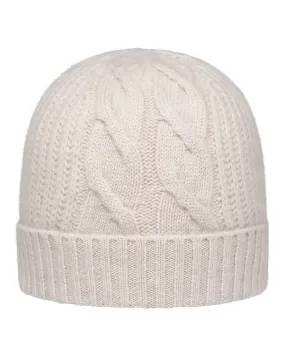 Women's Cable Rib Cashmere Hat Frost White