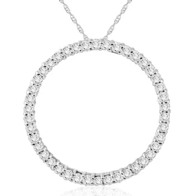 1 Ct Real Diamond Circle Of Life Eternity Round Pendant 14K White or Yellow Gold