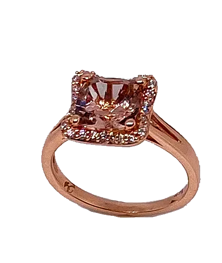 14K Rose Gold Morganite & Diamond Ring