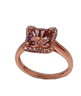 14K Rose Gold Morganite & Diamond Ring