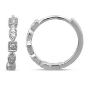 14K White Gold 1/10 Ct.Tw. Diamond Stackable Hoop Earrings