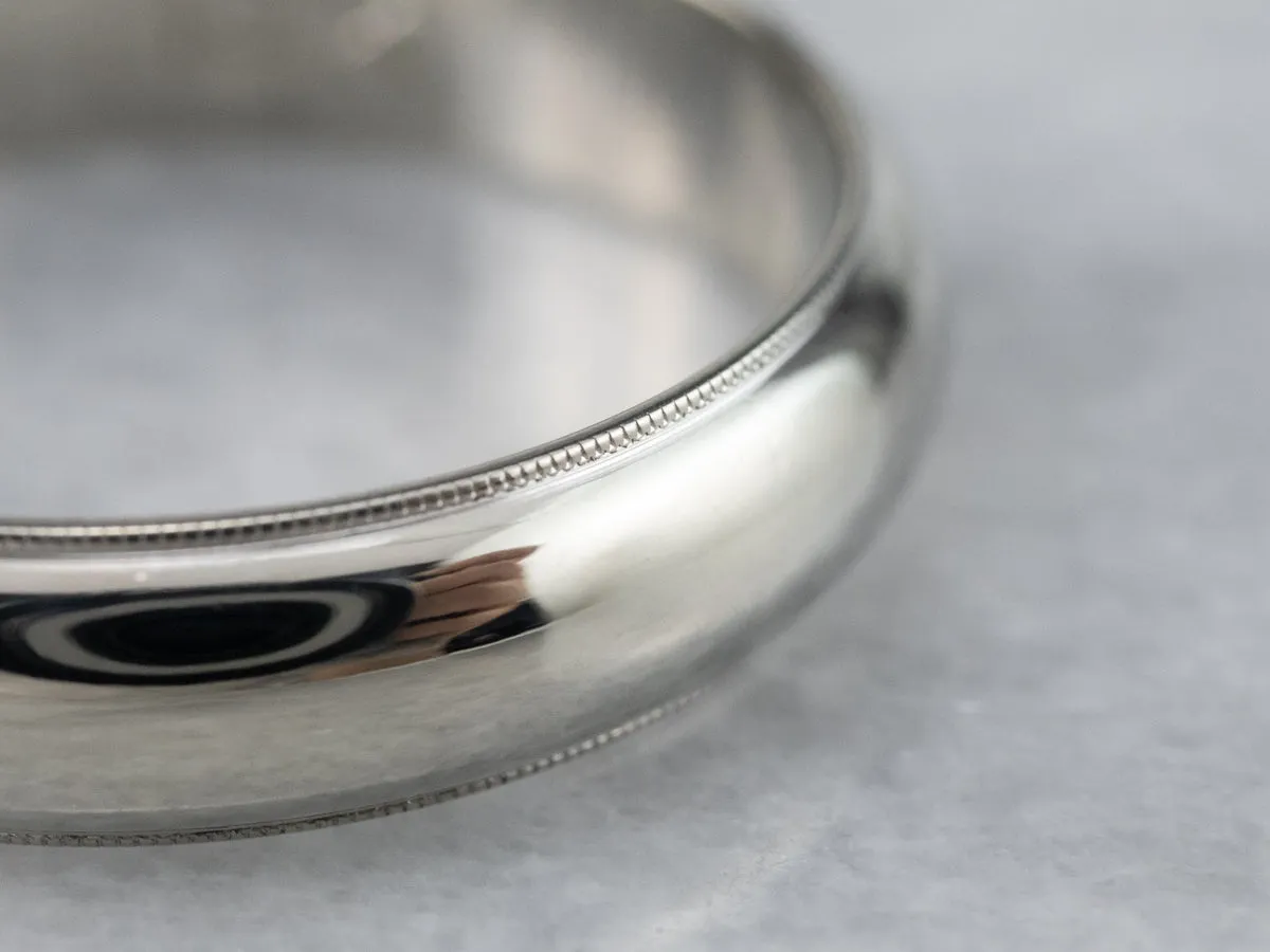 14K White Gold Heavy Wedding Band