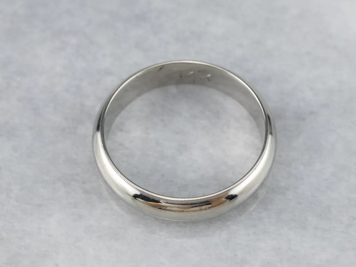 14K White Gold Heavy Wedding Band