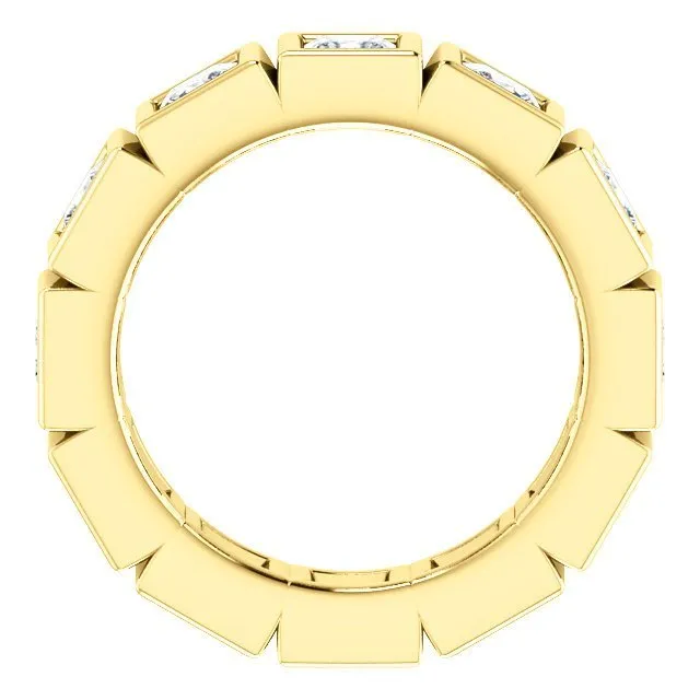 14KT GOLD 2 CTW PRINCESS DIAMOND BEZEL-SET ETERNITY BAND