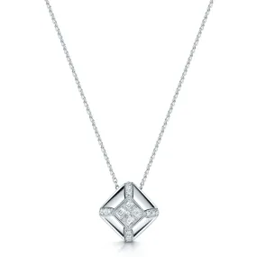 18ct White Gold Asscher Cut & Brilliant Cut Diamond Pendant