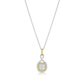 18k White Gold Yellow Gold Diamond Twisted Pendant Necklace