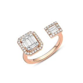 18kt Rose Gold Geometric Diamond Open Ring