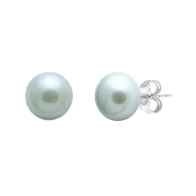 7-7.5mm Grey Button Freshwater Pearl Sterling Silver Stud Earrings