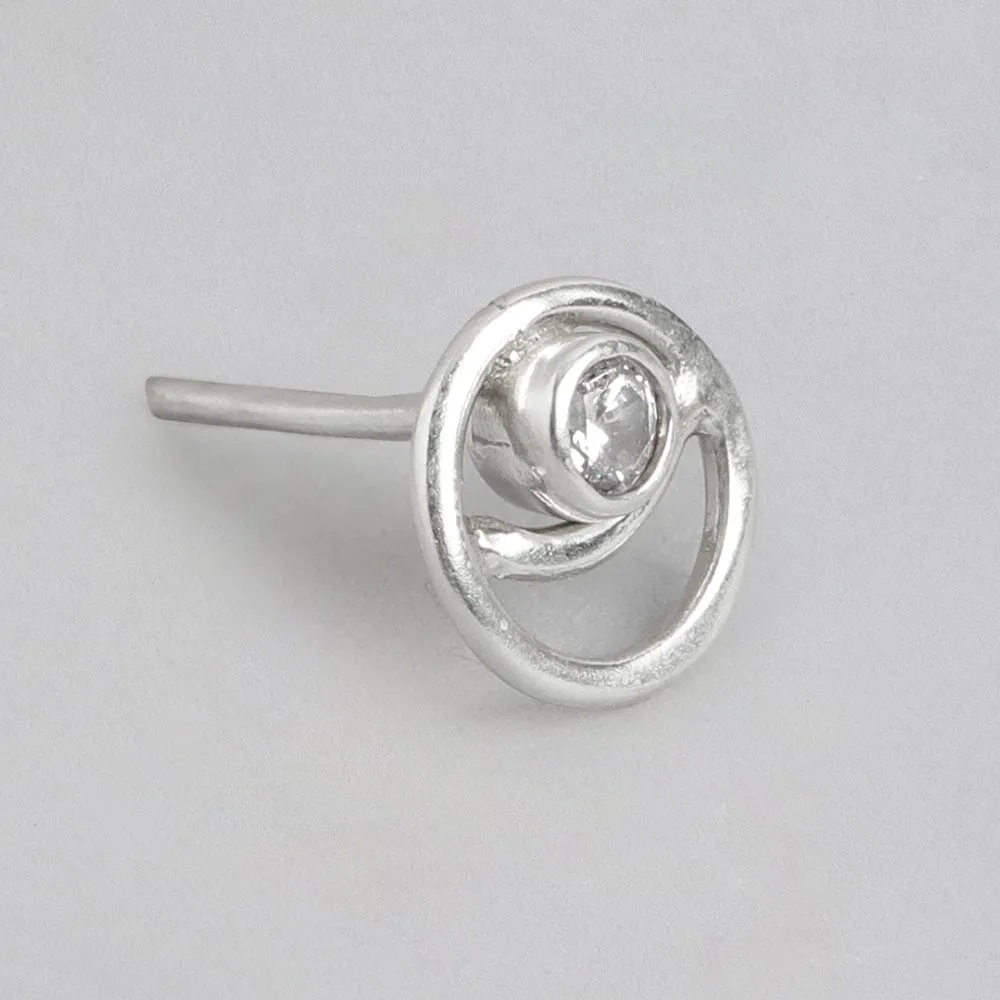 92.5 Silver White Spiral Stud Earrings