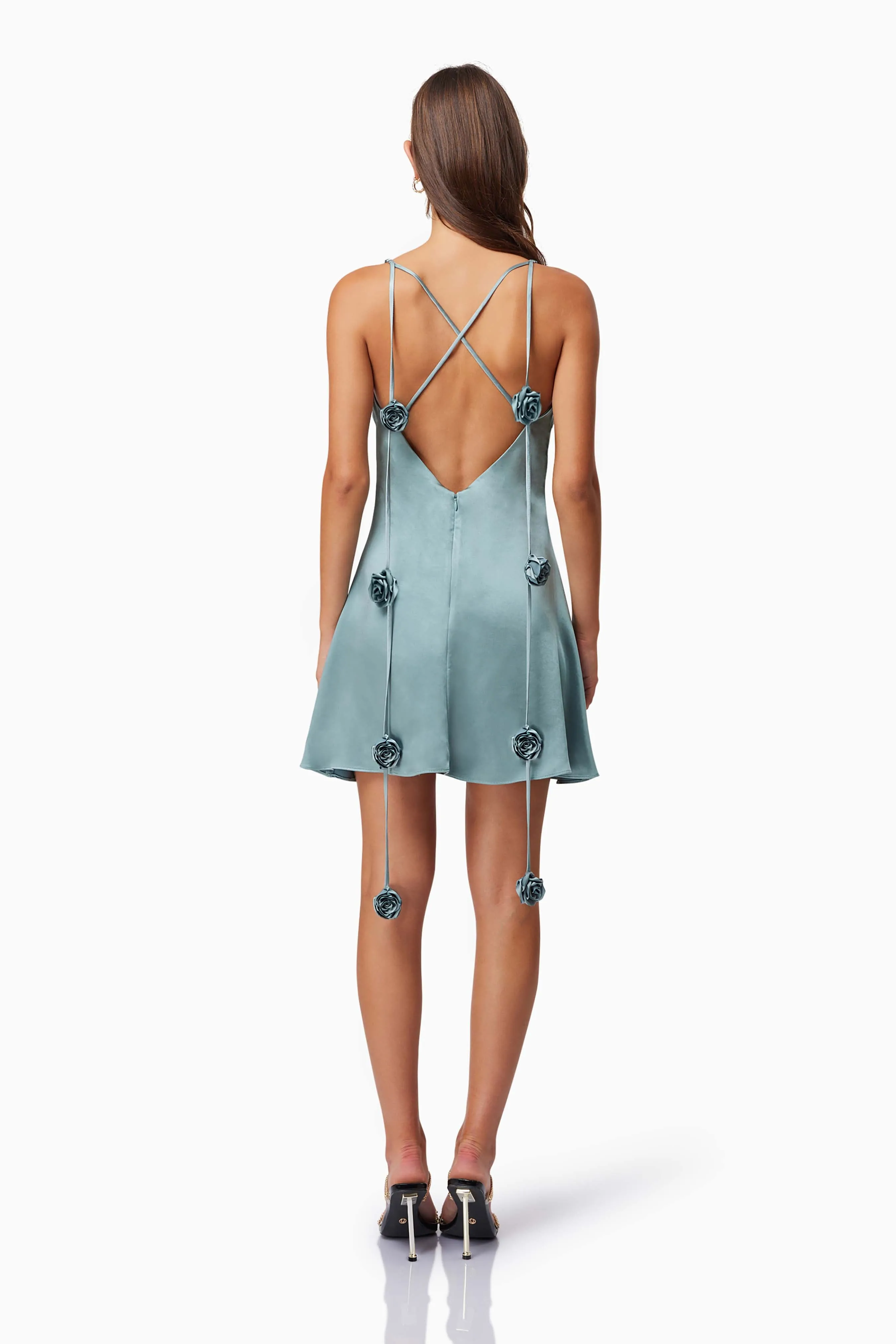 Aria Cowl Neck Party Mini Dress In Blue