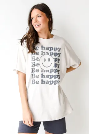 Be Happy Smiley Face Graphic Tee