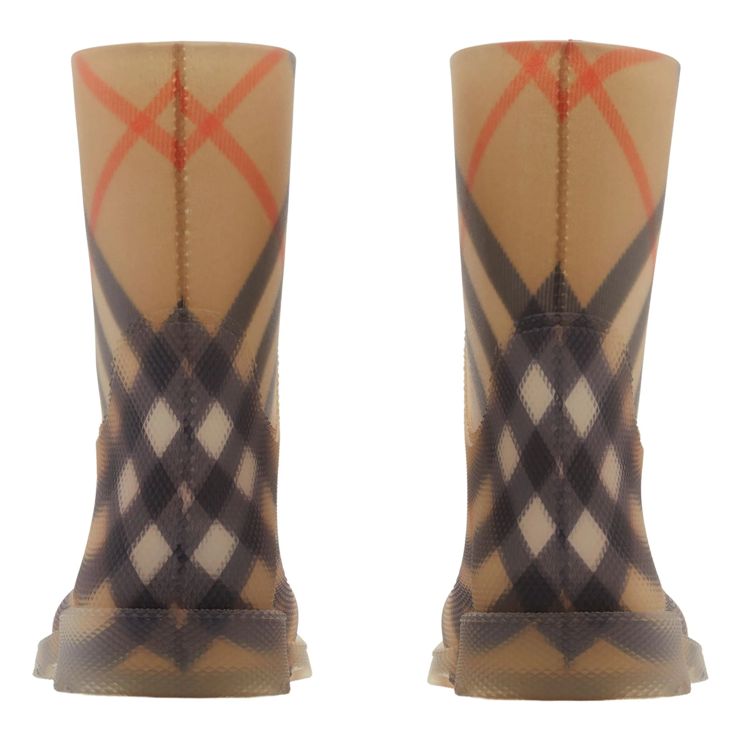 Beige Vintage Check Rain Boots