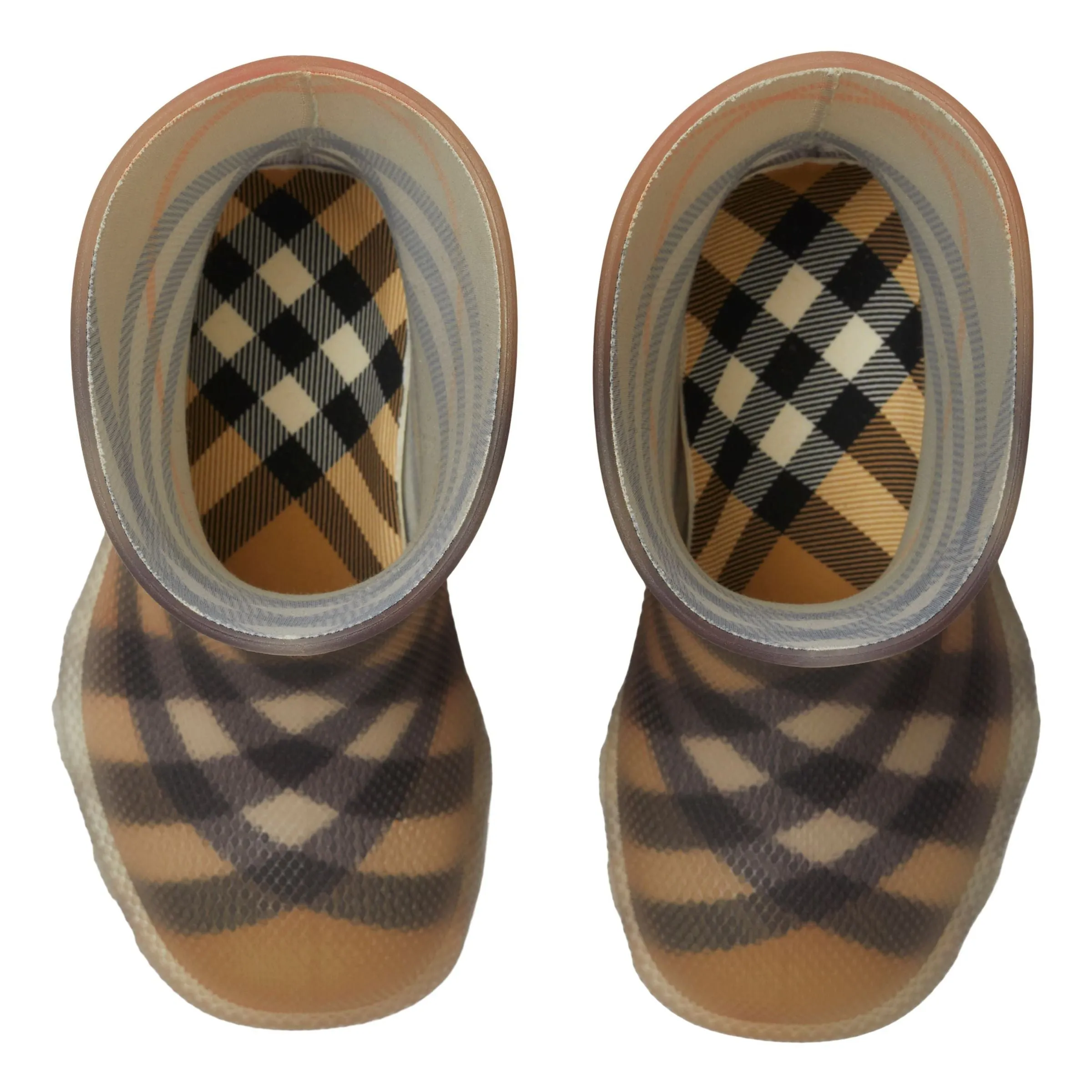 Beige Vintage Check Rain Boots