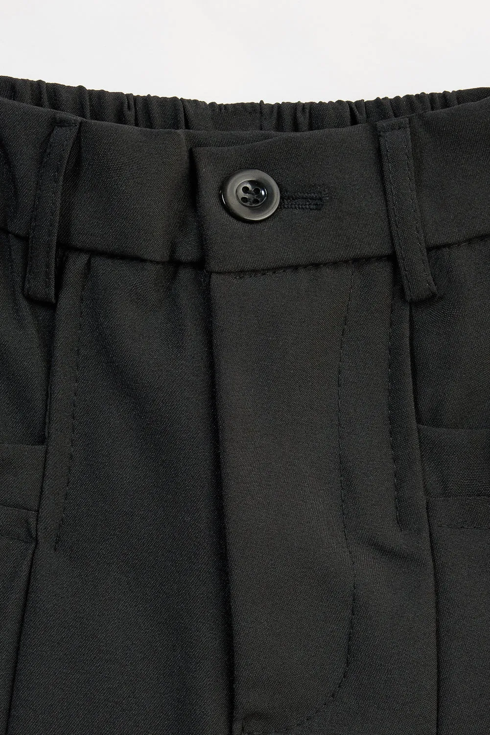 Black Wide Flat Pocket Korean Pants