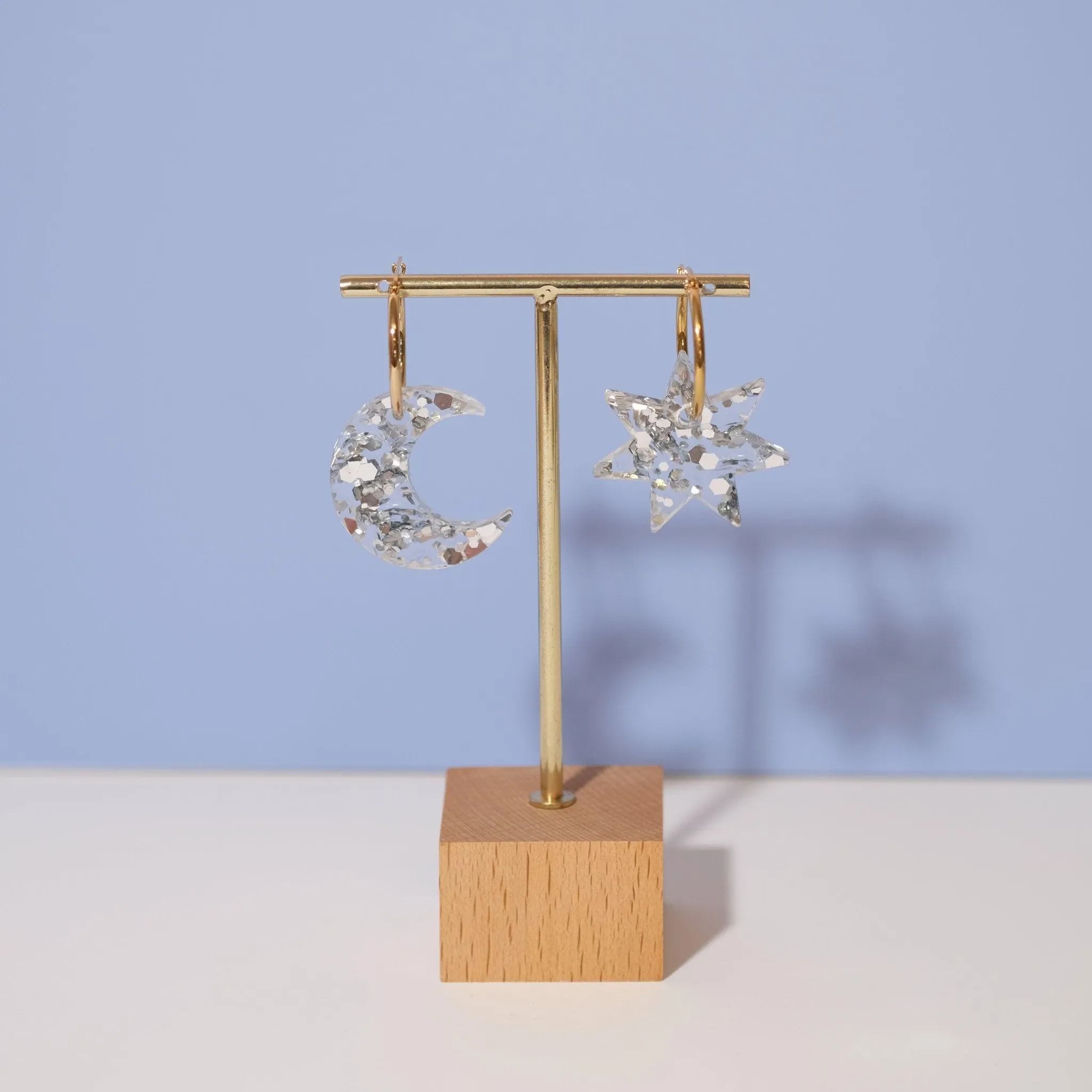 Celestial Hoop Earrings Silver