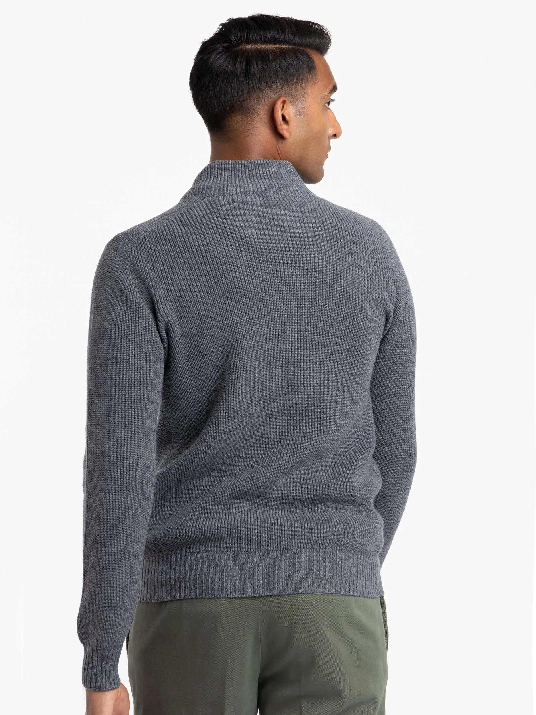 Charcoal Grey Rain Wool Detachable Hooded Sweater