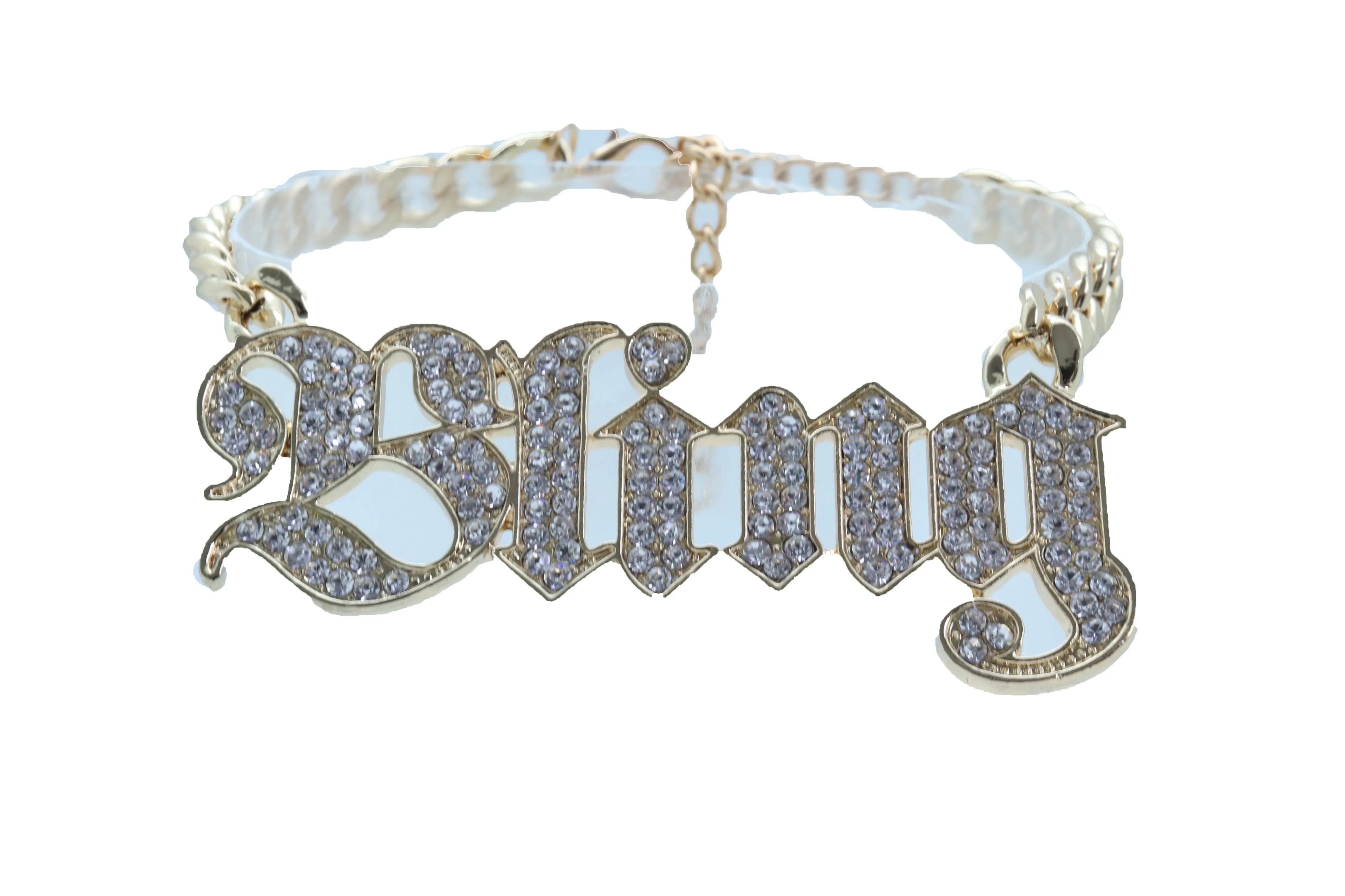 Iced Out "BLING" Gold Metal Boot Chain