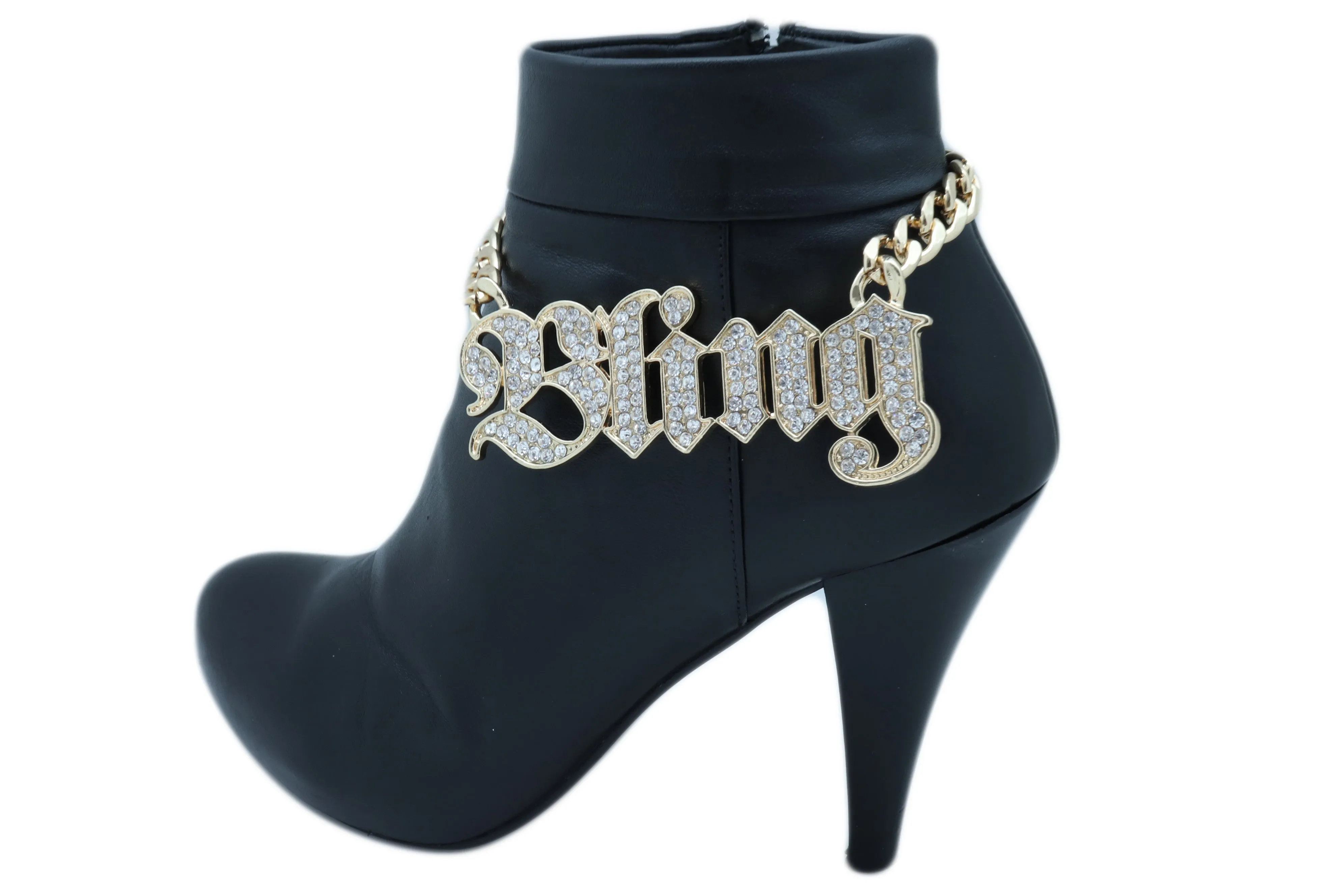 Iced Out "BLING" Gold Metal Boot Chain