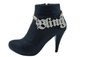 Iced Out "BLING" Gold Metal Boot Chain