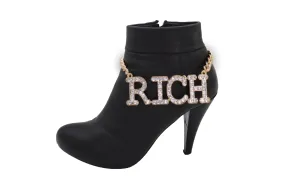 Iced Out "RICH" Gold Metal Boot Chain