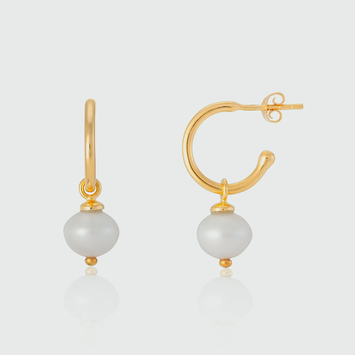 Manhattan Gold & Freshwater Pearl Interchangeable Hoop Earrings