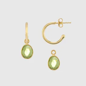 Manhattan Gold & Peridot Interchangeable Gemstone Drop Earrings