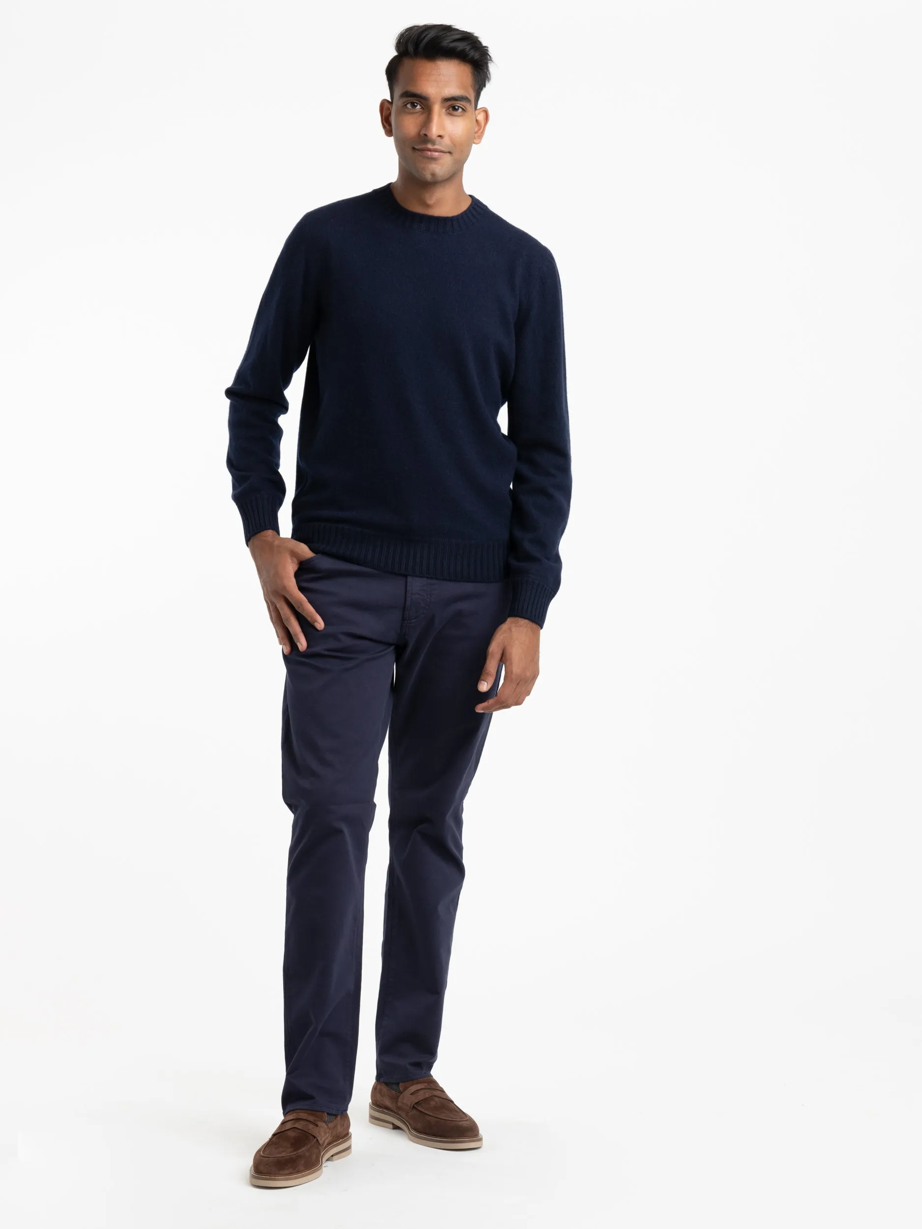 Navy Felt Cashmere Sweater