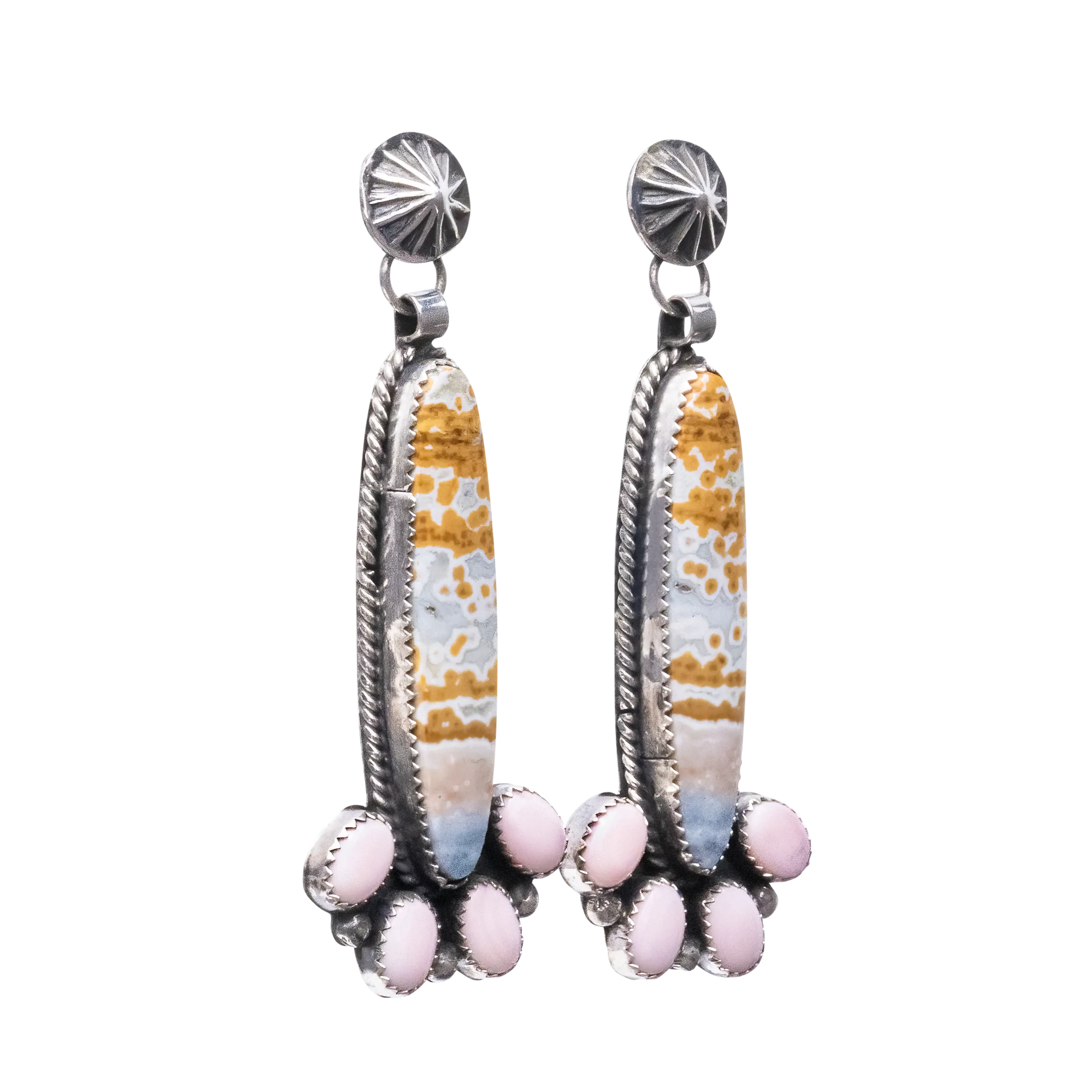 Ocean Water Jasper & Pink Conch Earrings | Hemerson Brown