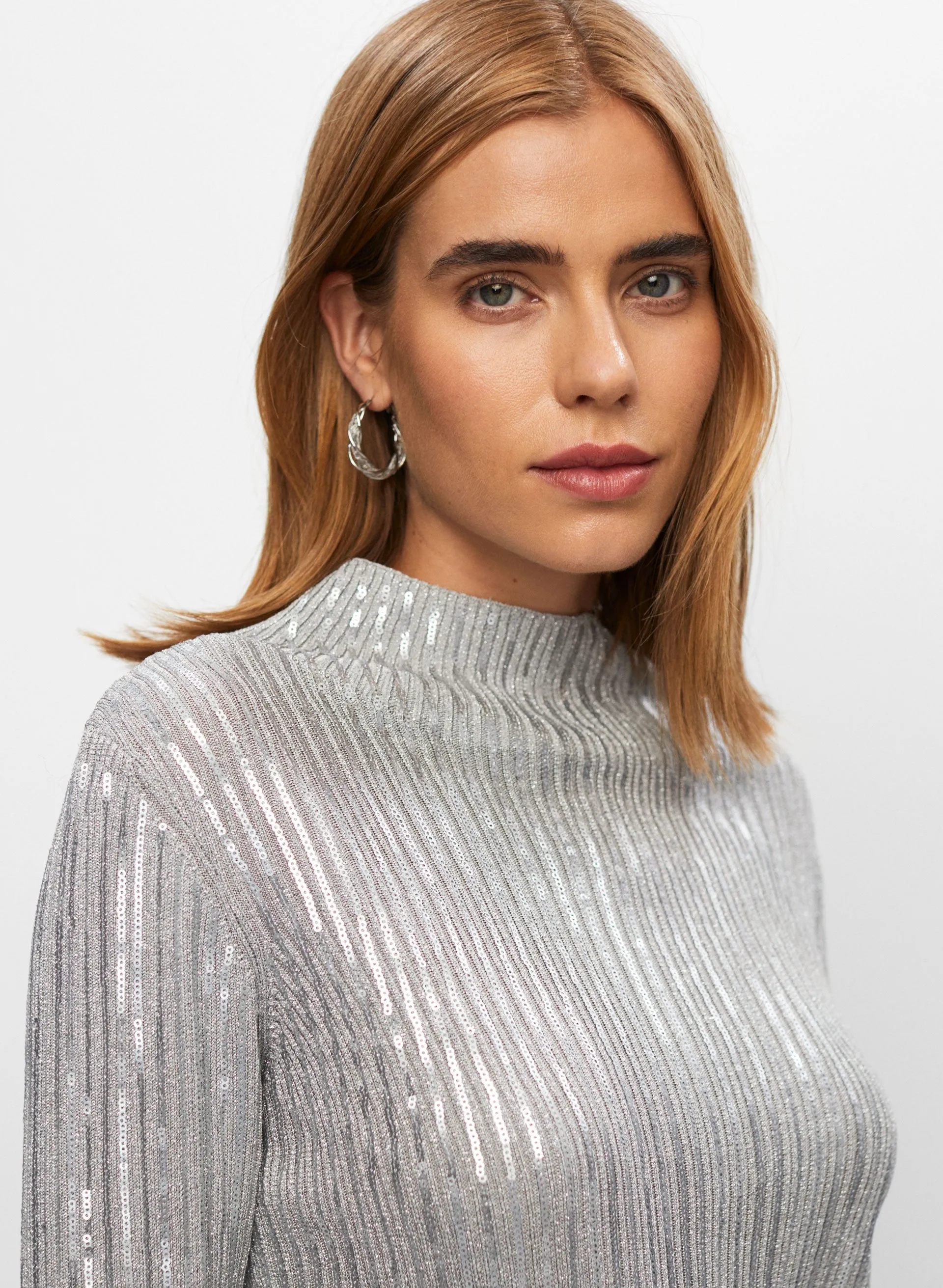 Sequin Rib Knit Sweater