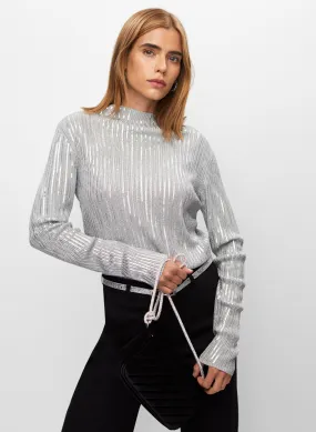 Sequin Rib Knit Sweater