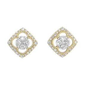 Square Halo Diamond Stud Earrings