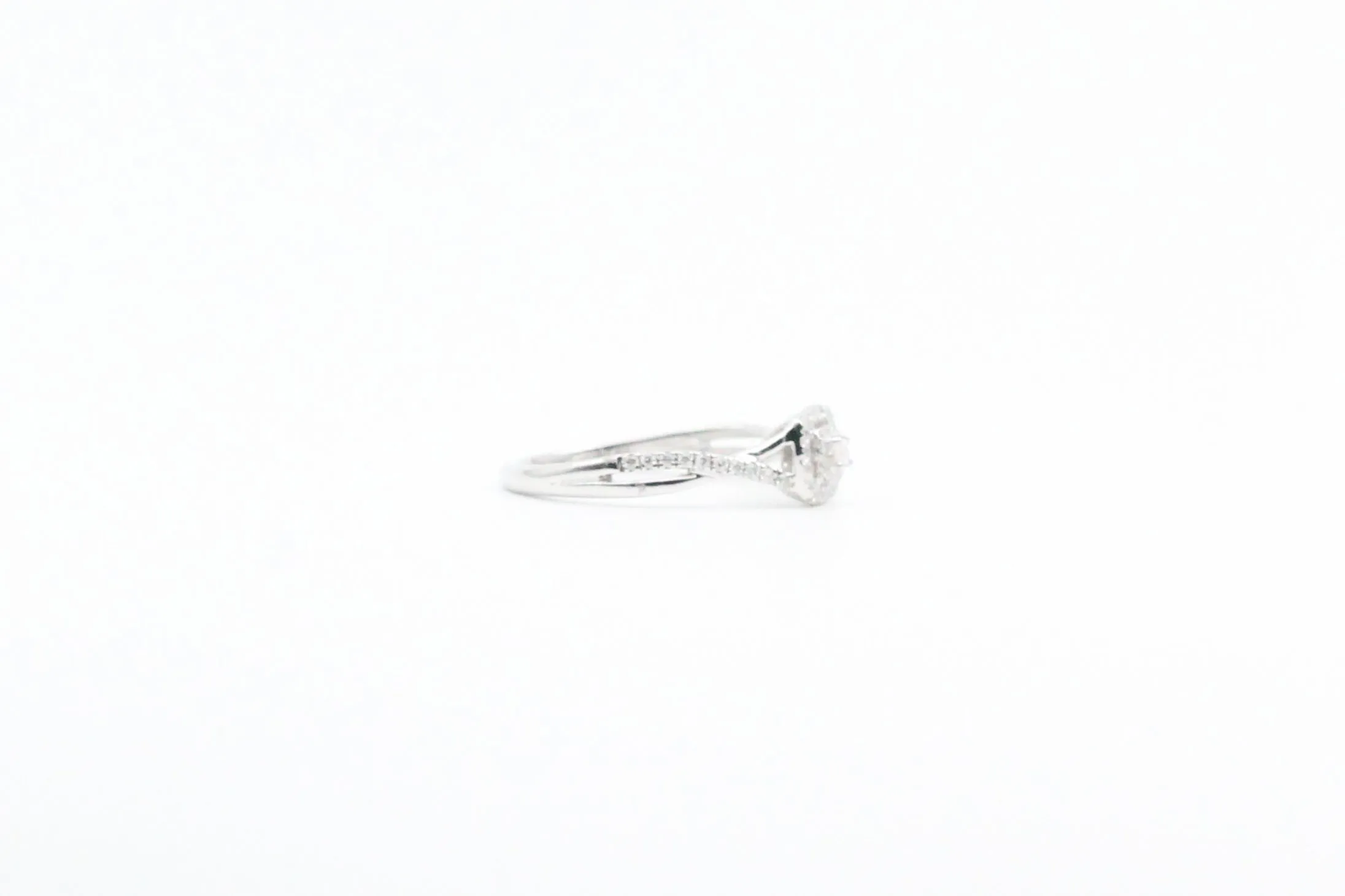 White Gold Square Cluster Promise Ring