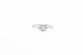 White Gold Square Cluster Promise Ring