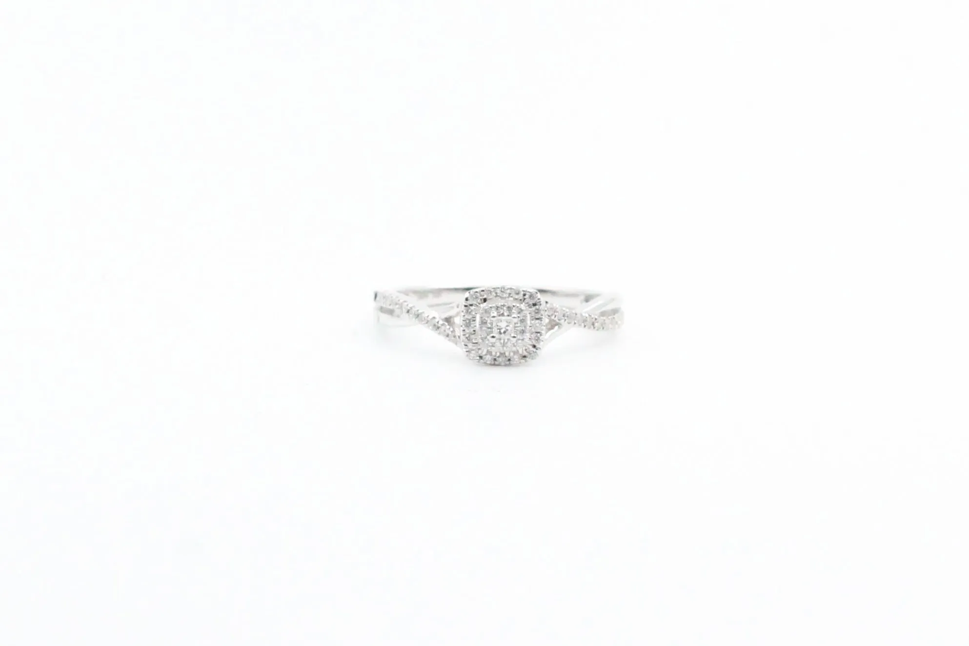 White Gold Square Cluster Promise Ring