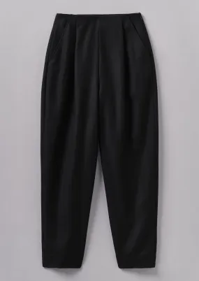 Wool Flannel Pleat Front Pants | Black