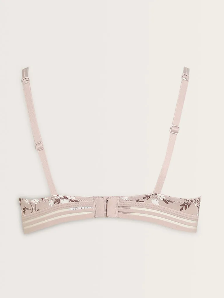 Wunderlove Ivory Floral Printed Padded Bra - Pack of 2